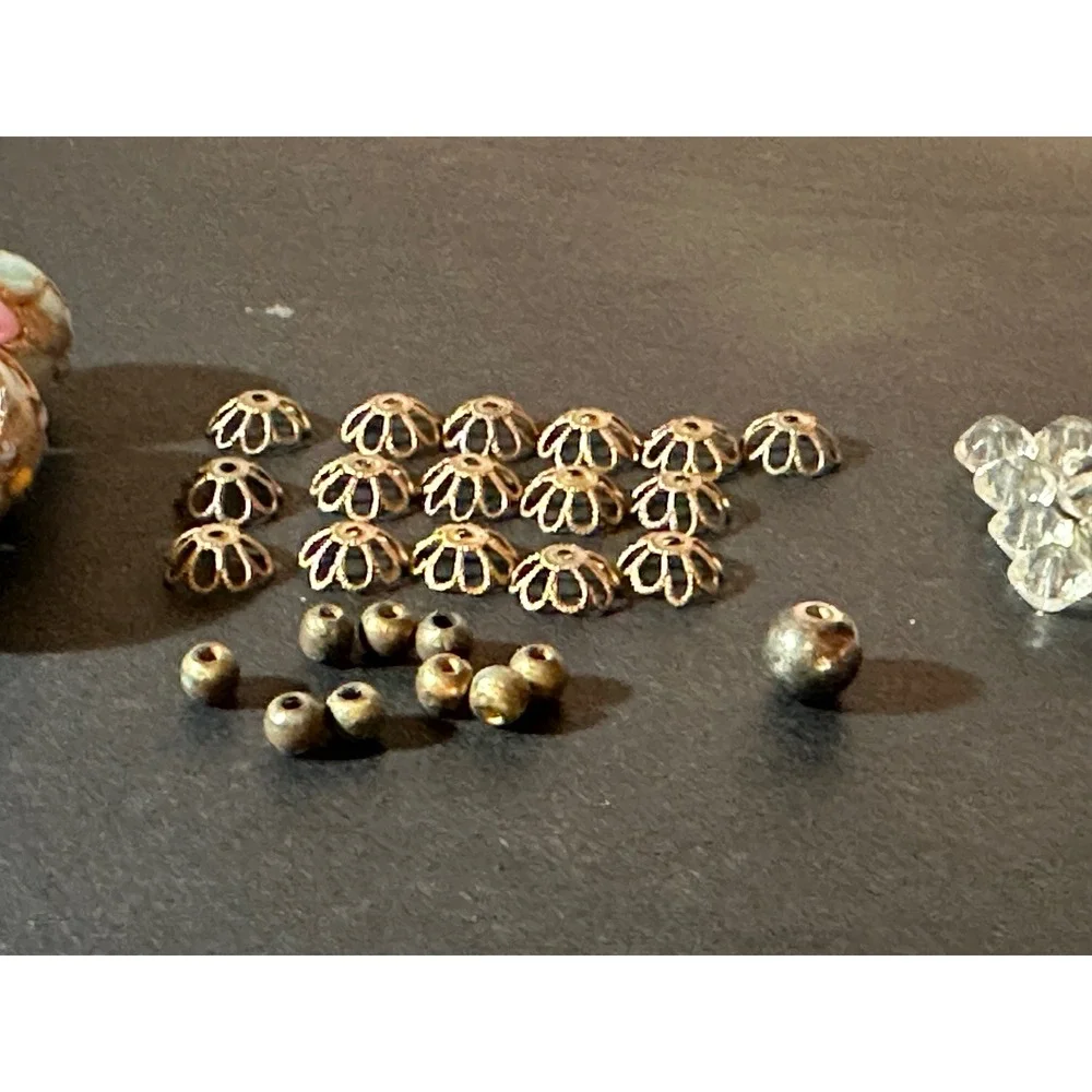 Vintage Murano Style Venetian Wedding Cake Lampwork Rose Beads Lot 54pc